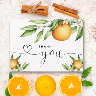 Oranges and Floral Branch Hand Lettered Thank You