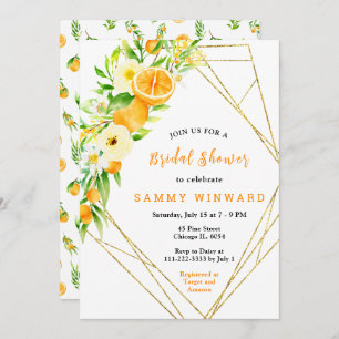 Oranges and Flowers Bridal Shower Invitation