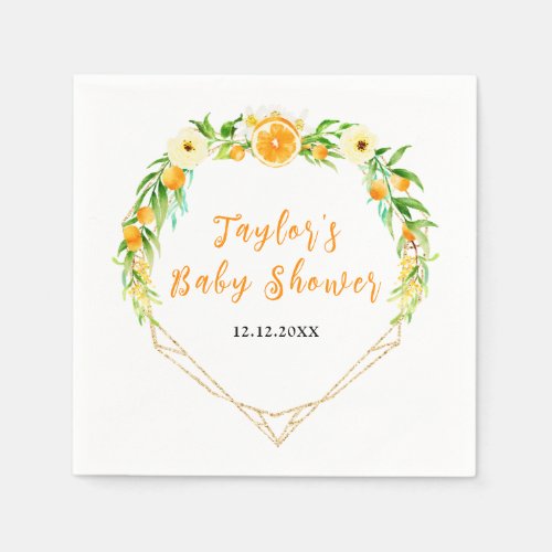 Oranges and Foliage Baby Shower Napkins