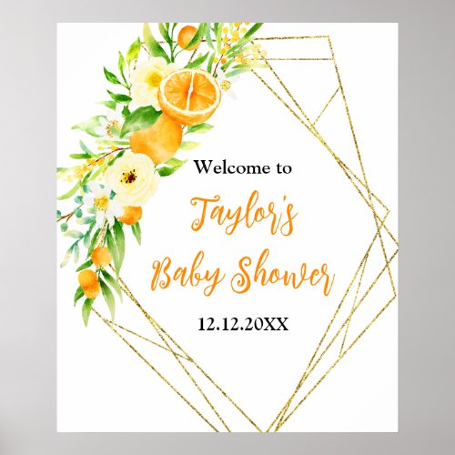 Oranges and Foliage Baby Shower Welcome Sign
