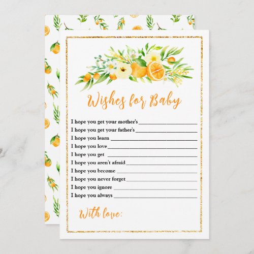 Oranges and Foliage Baby Shower Wishes For Baby Invitation