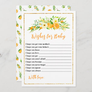 Oranges and Foliage Baby Shower Wishes For Baby Invitation