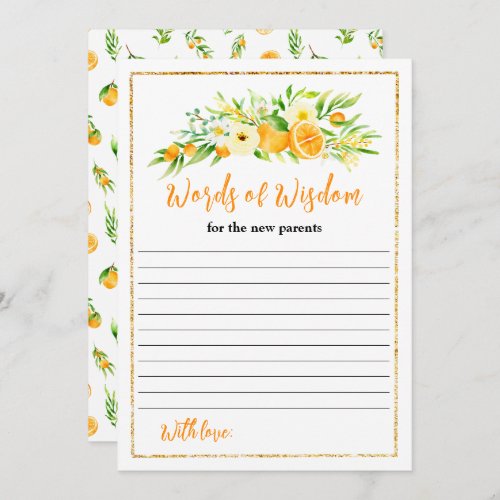 Oranges and Foliage Baby Shower Words Of Wisdom Invitation