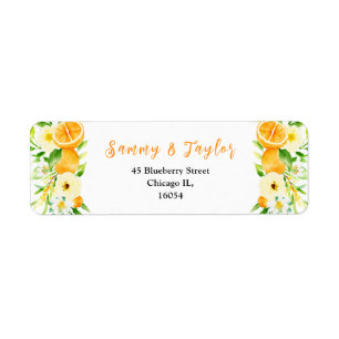 Oranges and Foliage Wedding Label