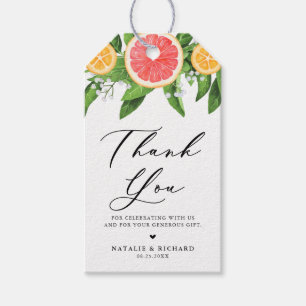 Oranges and Grapefruit Citrus Wedding Thank You Gift Tags