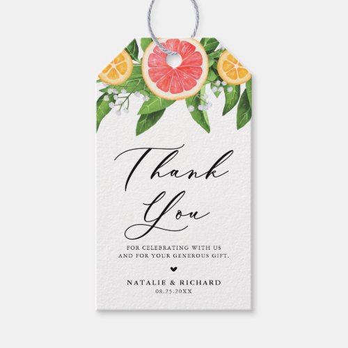 Oranges and Grapefruit Citrus Wedding Thank You Gift Tags