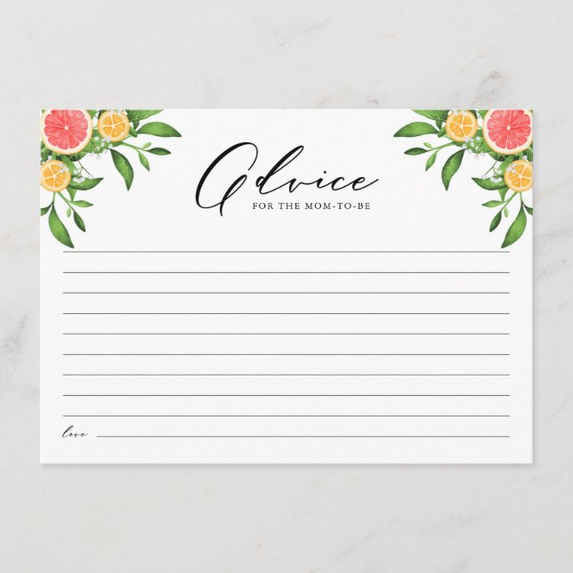 Oranges and Grapefruits Advice for the New Mom Card (Front)
