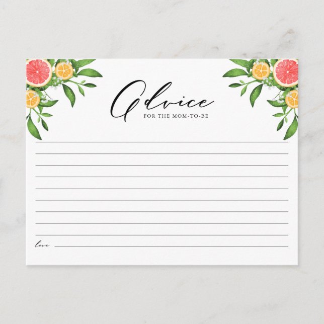 Oranges and Grapefruits Advice for the New Mom Postcard (Front)