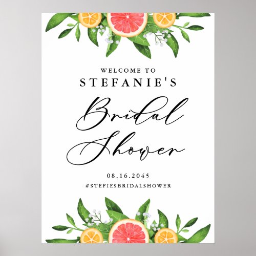 Oranges and Grapefruits Bridal Shower Welcome Poster