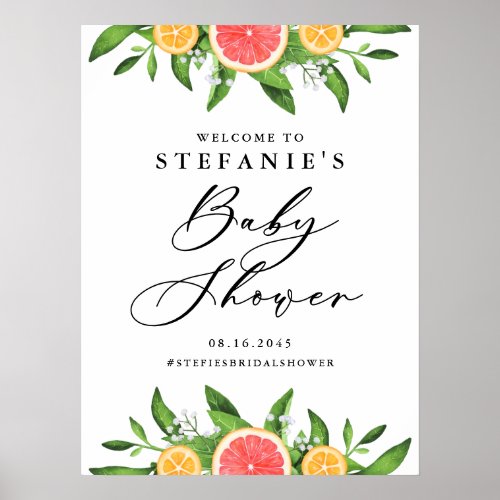 Oranges and Grapefruits Summer Baby Shower Poster