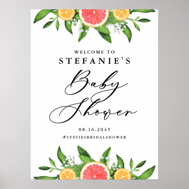 Oranges and Grapefruits Summer Baby Shower Poster (Front)