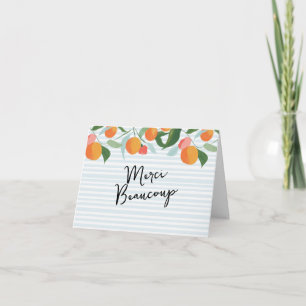 Oranges and Leaves Coastal Thank You Card