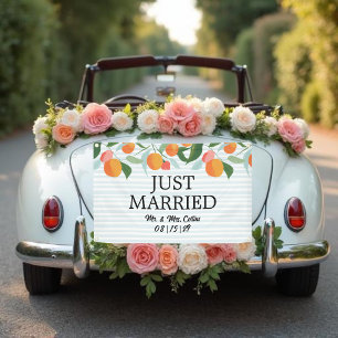 Oranges and Leaves Just Married Car Banner
