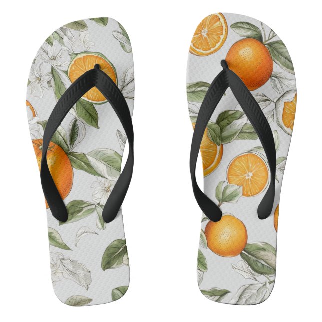 Oranges and leaves motif flip flops (Footbed)