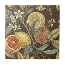 Oranges and lemons brown vintage style seamless