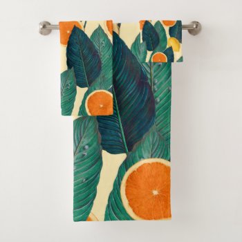 Oranges And Lemons Cream Bath Towel Set by EveyArtStore at Zazzle
