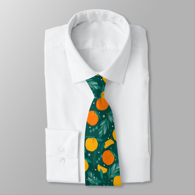 Oranges and lemons winter fruit neck tie (Tied)