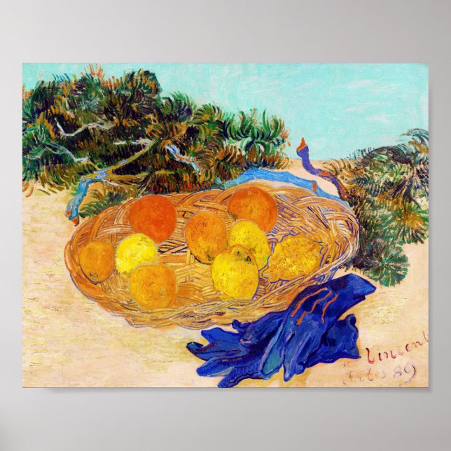 Oranges and Lemons with Blue Gloves, Van Gogh Poster (Front)