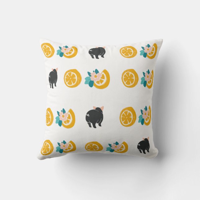 Oranges and Little Pigs Throw Pillow (Back)