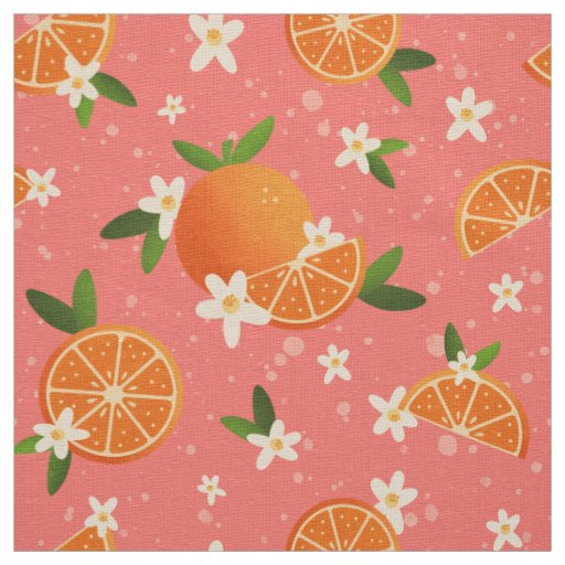 Oranges and orange blossom joy fabric