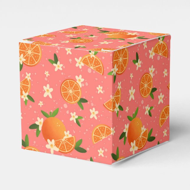 Oranges and orange blossom joy favor boxes (Front Side)