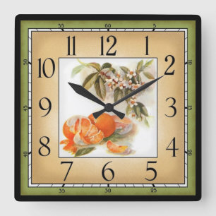 Oranges and Trees Square Wall Clock