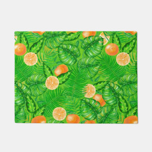 Oranges and tropical leaves doormat