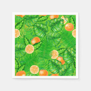 Oranges and tropical leaves napkins