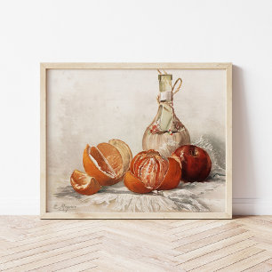 Oranges and Wine Bottle E. Meyner Poster