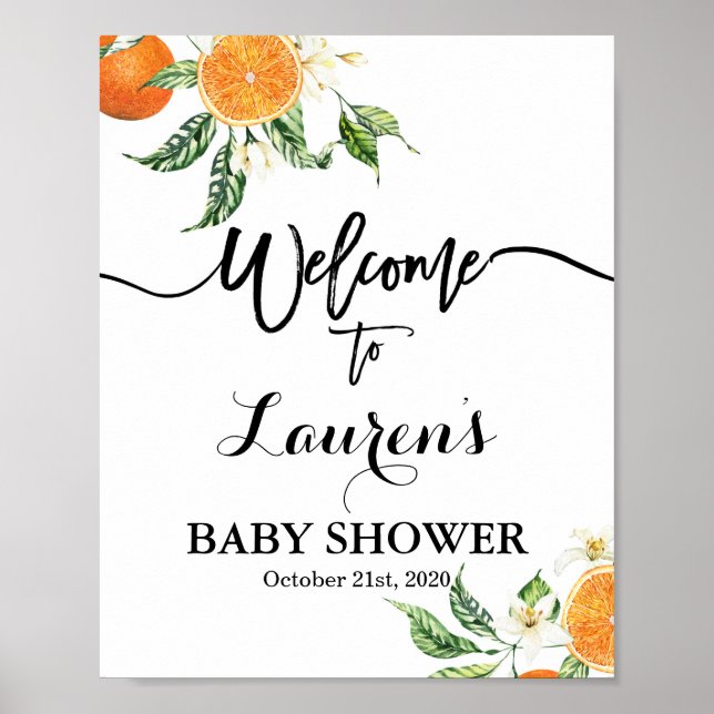 Oranges Baby Shower welcome sign (Front)
