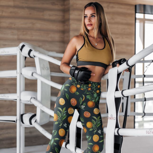 Oranges Black Fruit Patterned | Leggings (Creator Uploaded)