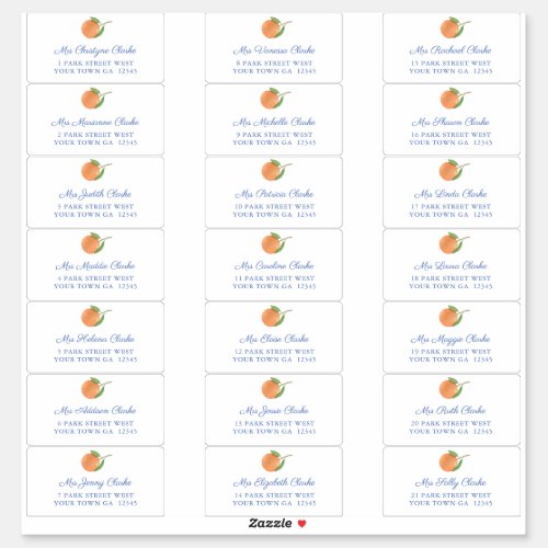 Oranges Blue Text Guest Envelope Address Labels