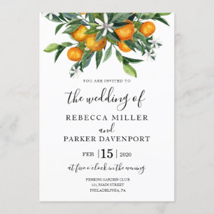 Oranges botanical Wedding invitation