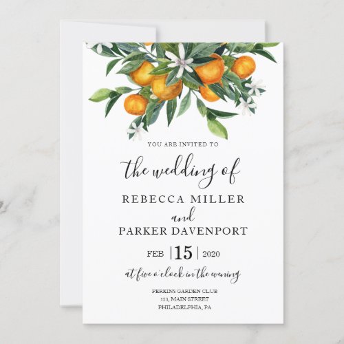 Oranges botanical Wedding invitation