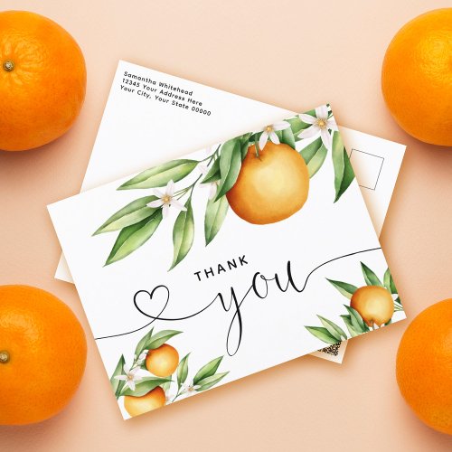 Oranges Branch Hand Lettered Thank You Postcard