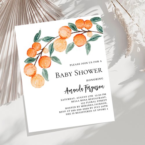 Oranges budget baby shower invitation