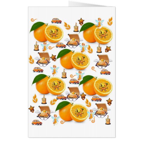 Oranges Cake Cars Fairy Large Happy Birthday Card