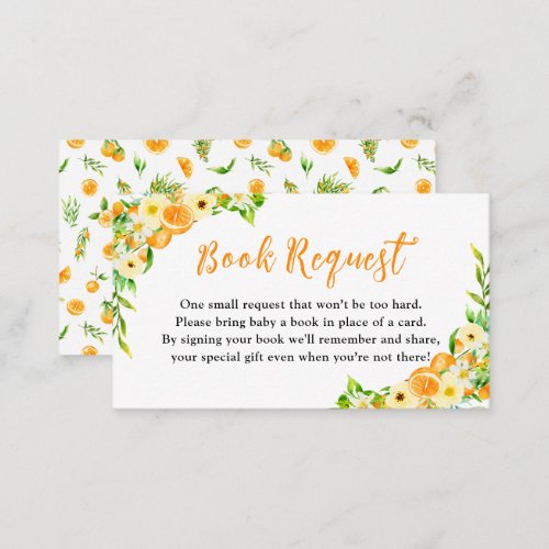 Oranges Citrus Baby Shower Book Request Enclosure Card