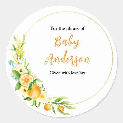 Oranges Citrus Baby Shower Bookplate