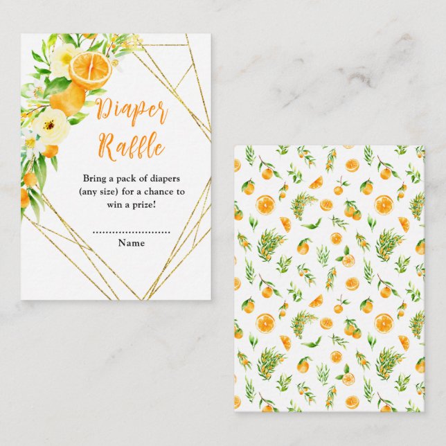 Oranges Citrus Baby Shower Diaper Raffle Enclosure Card (Front/Back)