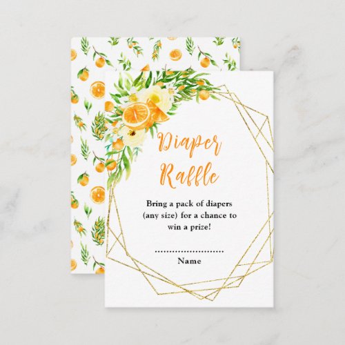 Oranges Citrus Baby Shower Diaper Raffle Enclosure Card