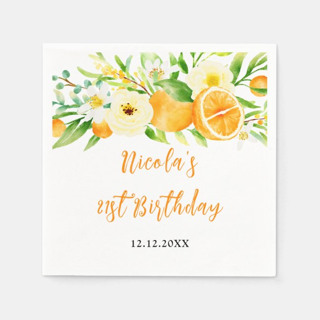 Oranges Citrus Baby Shower Napkins (Front)