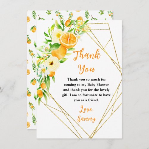 Oranges Citrus Baby Shower Thank You Card