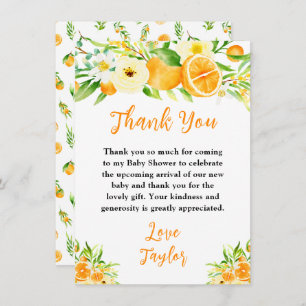 Oranges Citrus Baby Shower Thank You Card