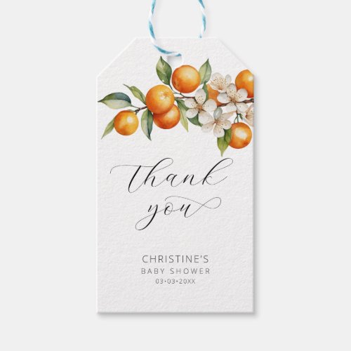 Oranges Citrus Baby Shower Thank You Gift Tags