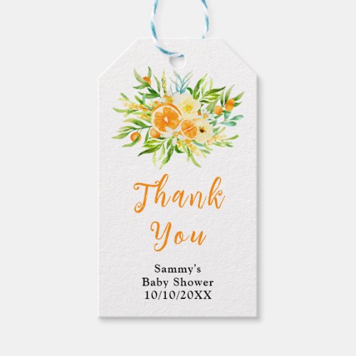 Oranges Citrus Baby Shower Thank You Gift Tags