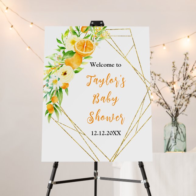 Oranges Citrus Baby Shower Welcome Sign (In Situ (Stand))