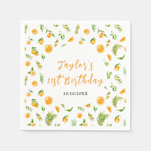 Oranges Citrus Birthday Party Napkins (Front)