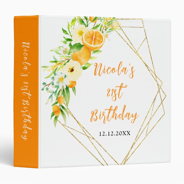 Oranges Citrus Birthday Party Photo Album 3 Ring Binder (Front/Spine)