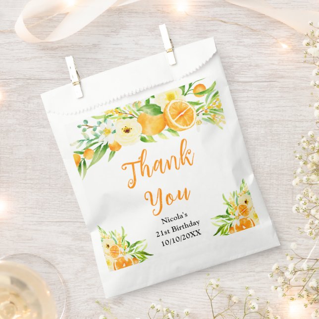 Oranges Citrus Birthday Thank You Favor Bag (Clipped)